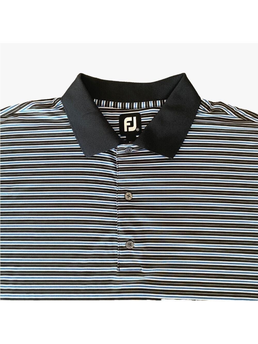 FootJoy FJ Golf Polo Shirt Men's XXL 2XL Striped Blue Black